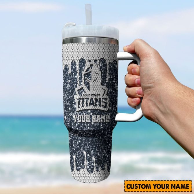 Custom Gold Coast Titans Tumbler With Handle - Personalize Your Drinkware Today! - Image 3