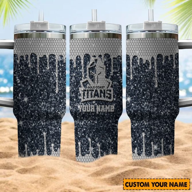 Custom Gold Coast Titans Tumbler With Handle - Personalize Your Drinkware Today! - Image 4