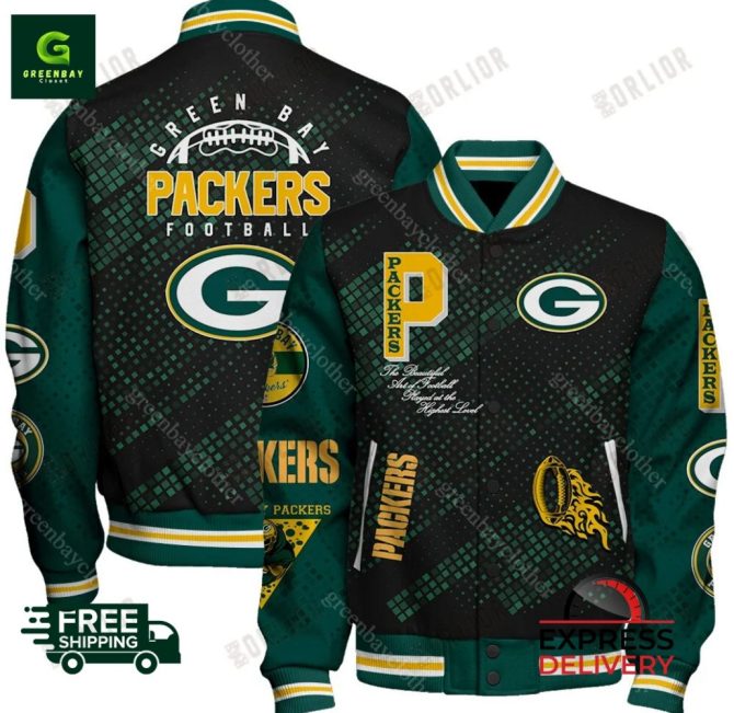 Green Bay Packers Varsity Jacket - Premium Fan Gear, Free Shipping, Express Delivery