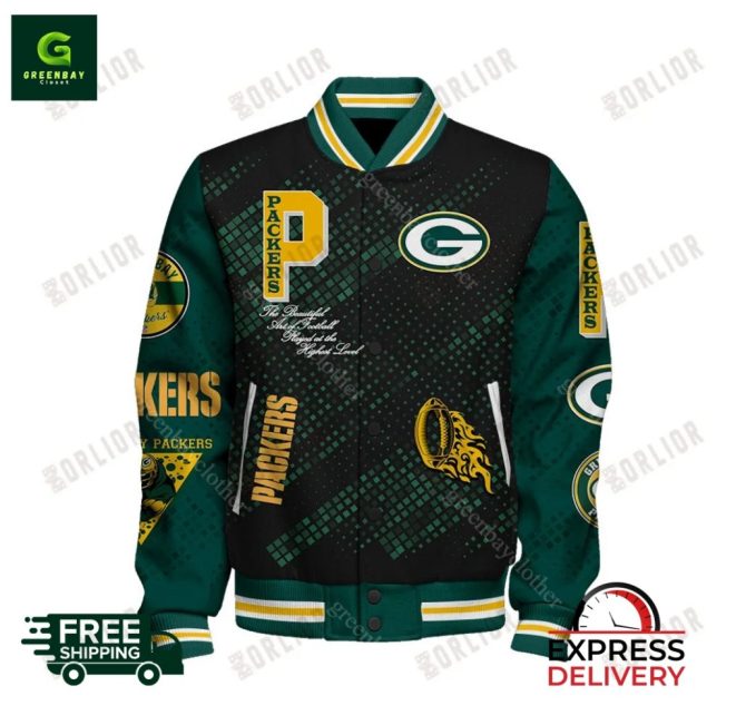 Green Bay Packers Varsity Jacket - Premium Fan Gear, Free Shipping, Express Delivery - Image 2