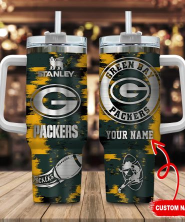 Custom Green Bay Packers Tumbler - Personalized Stanley Cup With Handle & Straw