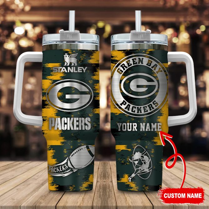 Custom Green Bay Packers Tumbler - Personalized Stanley Cup With Handle & Straw