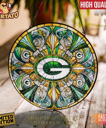 Green Bay Packers Stained Glass Suncatcher For Window Hanging Home Decor