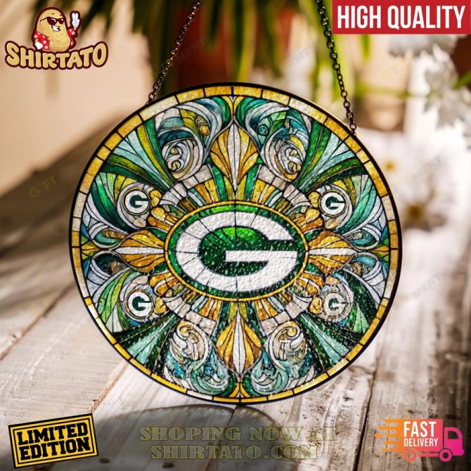 Green Bay Packers Stained Glass Suncatcher For Window Hanging Home Decor
