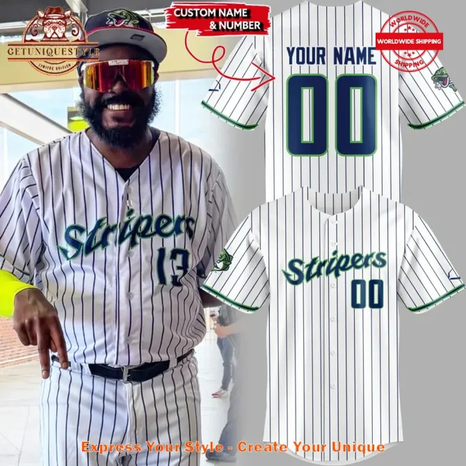 Custom Name & Number Baseball Jersey - Stripe Design, Personalized Sportswear, Worldwide Shipping