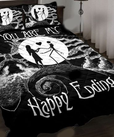 Romantic Gothic Bedding Set - Unique 'You Are My Happy Ending' Design For Couples