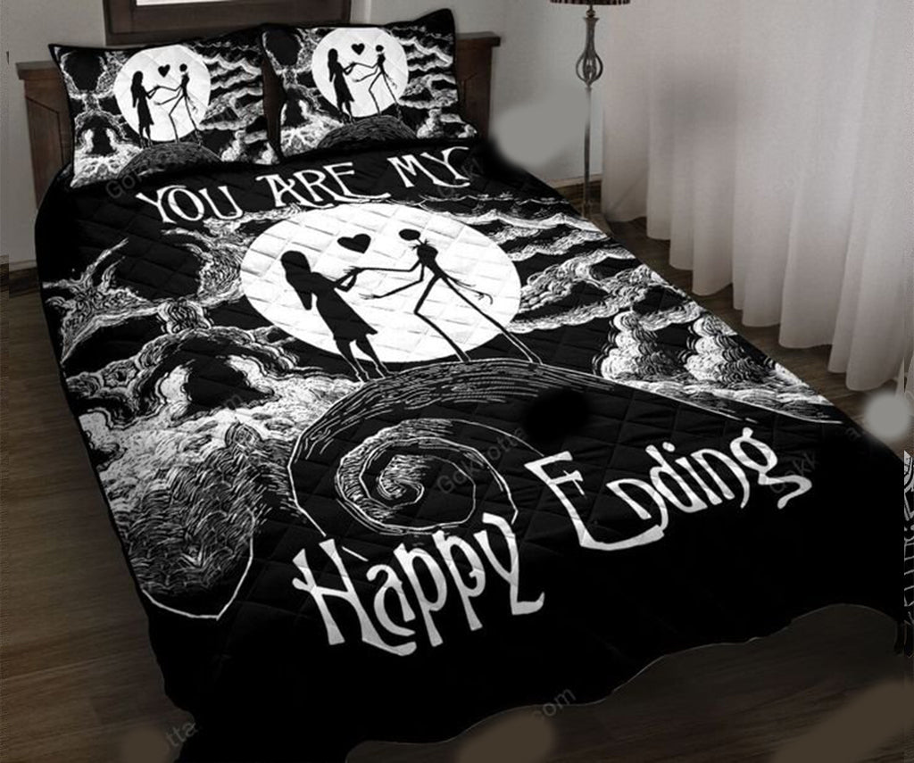 Romantic Gothic Bedding Set - Unique 'You Are My Happy Ending' Design For Couples