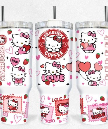 Hello Kitty Love Tumbler Cup – Cute Double-Walled Travel Mug With Straw & Handle For Coffee Lovers
