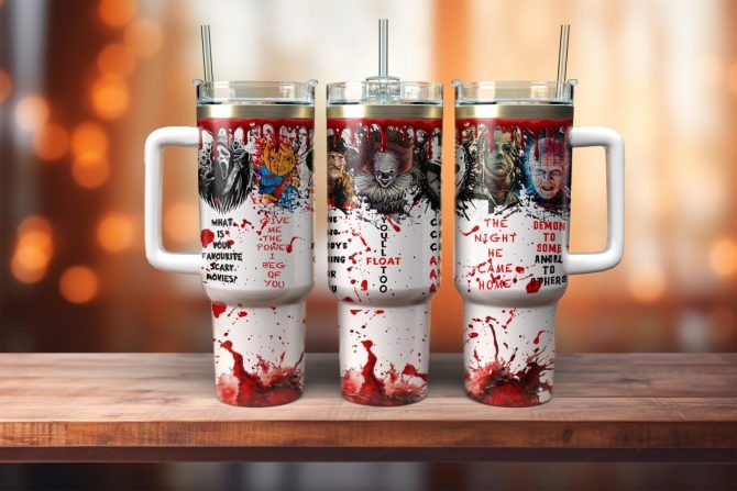 Horror Movie Characters Movies Custom Quencher 40Oz Stainless Steel Tumbler With Handle