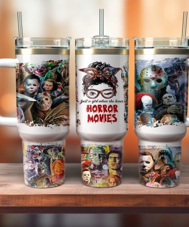 Horror Movie Tumbler With Straw – Insulated Travel Mug For Scary Movie Lovers