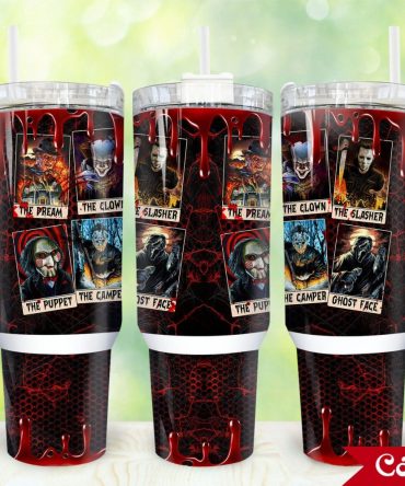 Horror Movie Tumbler With Handle - 40Oz Insulated Cup For Fans Of The Dream, The Clown & More