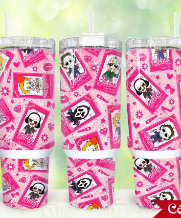 Coolwear Horror-Themed Insulated Tumbler With Handle - Cute Slasher Characters - 40Oz Travel Mug