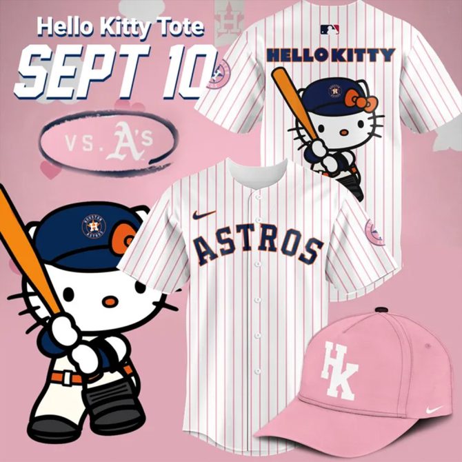 Astros X Hello Kitty Baseball Shirt & Cap Set - Limited Edition!