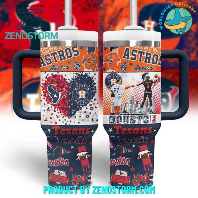 Custom Houston Astros & Texans Tumbler – Unique Fan Gift With Handle