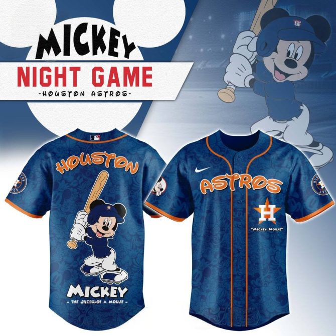Limited Edition Mickey Mouse Houston Astros Night Game Jersey - Perfect Gift!