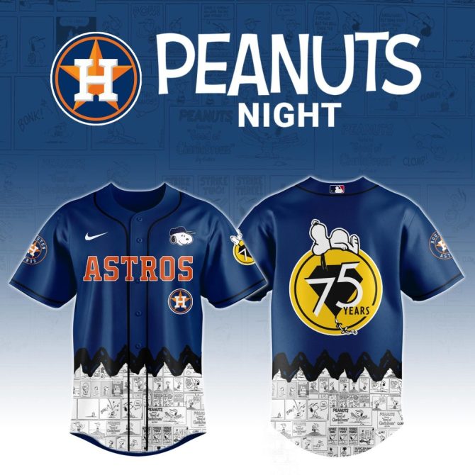 Limited Edition Astros Peanuts Night Jersey – Celebrate 75 Years With Style!