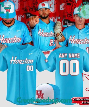 Custom Houston Baseball Jersey & Cap Set – Personalize Name & Number – Perfect Gift!