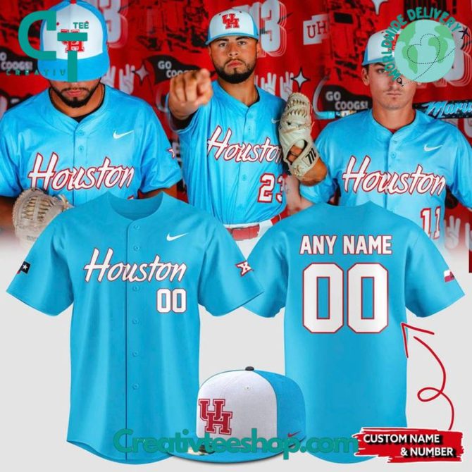 Custom Houston Baseball Jersey & Cap Set – Personalize Name & Number – Perfect Gift!