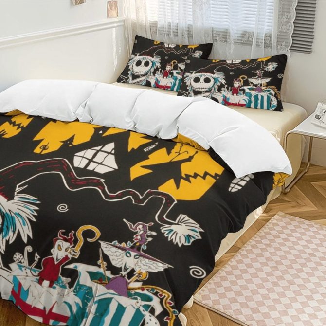 Cozy Nightmare Before Christmas Bedding Set - Vibrant Halloween-Themed Comforter With Pillowcases - Image 3