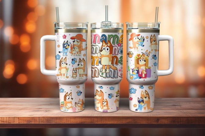 Colorful Cartoon Dog Travel Mug With Handle & Straw - Perfect Gift For Kids & Fans!