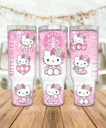 Hello Kitty Pink Travel Mug - Cute Coffee Tumbler With Straw & Handle For Fans