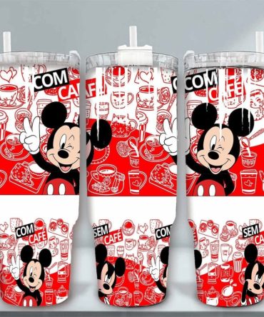 Disney Mickey Mouse Red Coffee Tumbler With Handle - Cute 24Oz Travel Cup