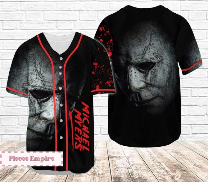 Horror-Themed Baseball Jersey – Michael Myers Graphic Shirt For Fans