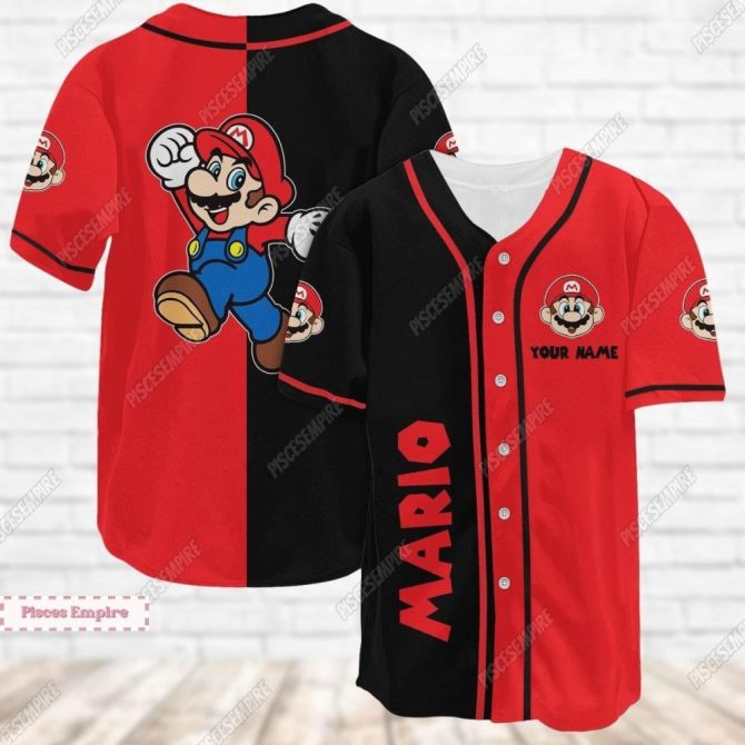 Customizable Mario Baseball Jersey - Personalized Gamer Apparel For Fans