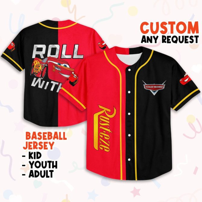 Customizable Kids/Adult Baseball Jersey - Lightning Mcqueen Theme - Perfect Gift!