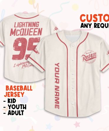 Custom Lightning Mcqueen Baseball Jersey - Kids, Youth, Adult Sizes - Personalize Your Style!