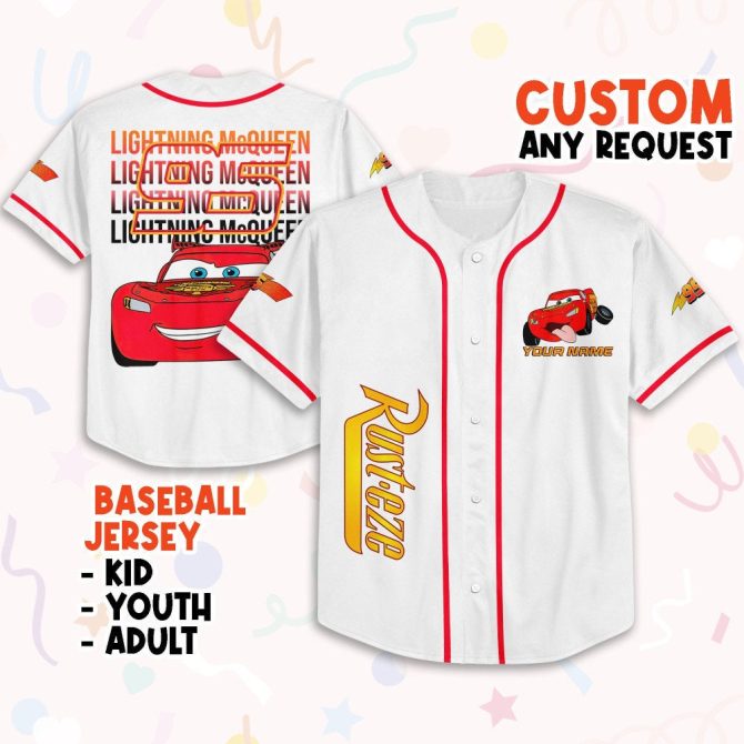 Custom Lightning Mcqueen Baseball Jersey - Kids, Youth & Adult Sizes - Personalize Now!