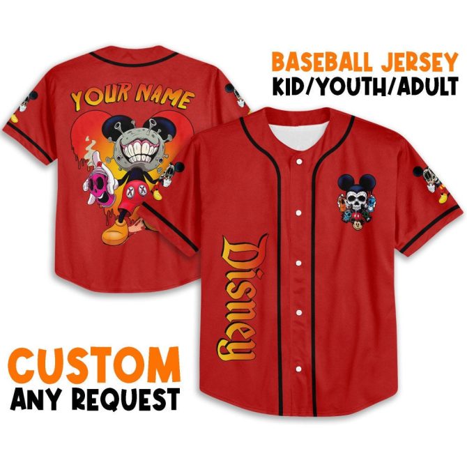 Custom Disney Baseball Jersey – Personalized Youth/Adult Sizes – Unique Cartoon Design
