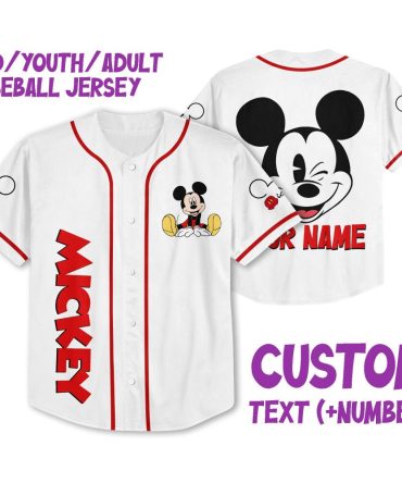Custom Mickey Baseball Jersey For Kids/Youth/Adults - Personalize With Name & Number!