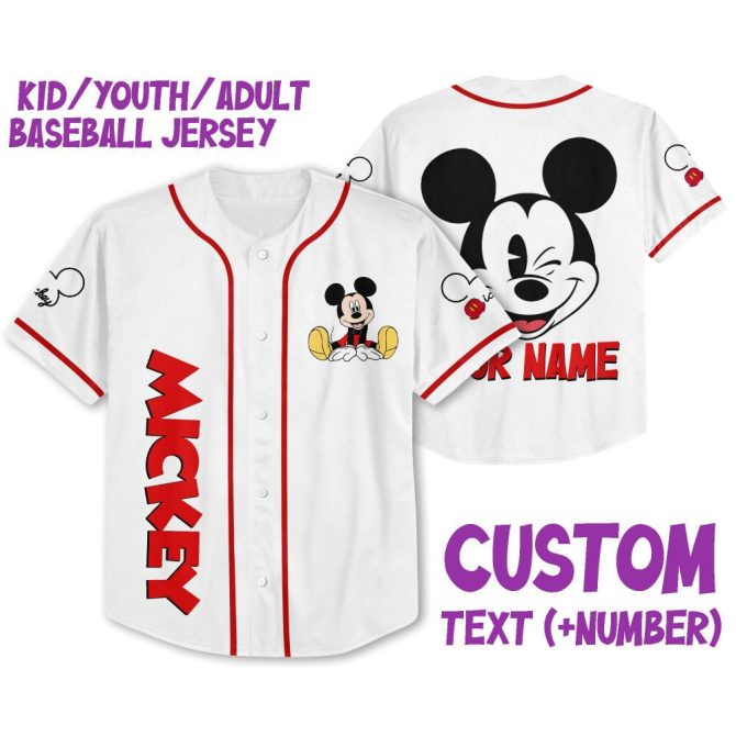 Custom Mickey Baseball Jersey For Kids/Youth/Adults - Personalize With Name & Number!