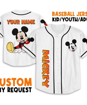 Customizable Mickey Mouse Baseball Jersey - Youth/Adult Sizes - Personalize With Your Name!