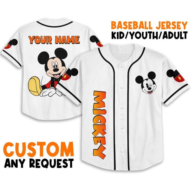 Customizable Mickey Mouse Baseball Jersey - Youth/Adult Sizes - Personalize With Your Name!