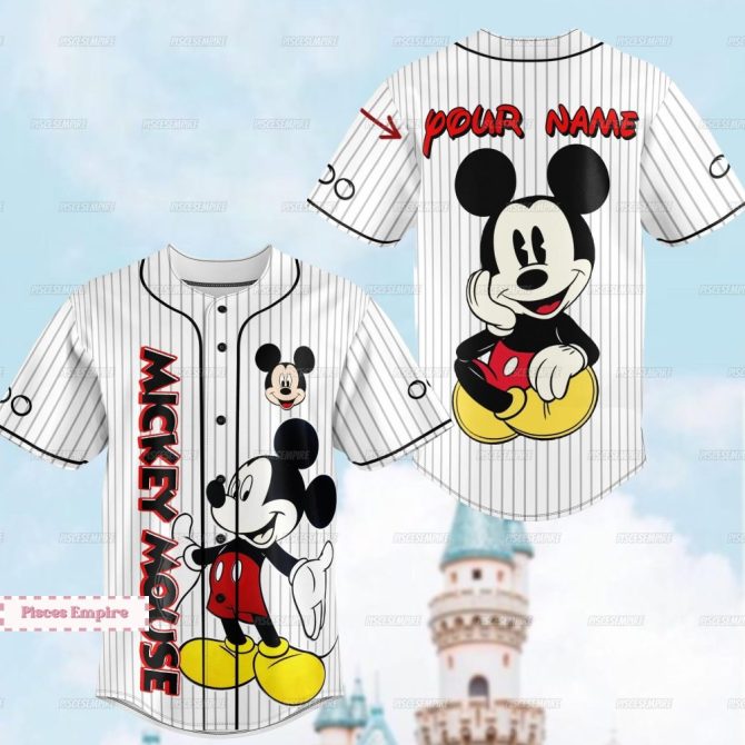 Customizable Mickey Mouse Baseball Jersey – Personalize Your Name, Disney Lovers Gift