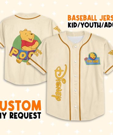 Personalized Disney Winnie The Pooh Baseball Jersey For Kids/Youth/Adults - Custom Name