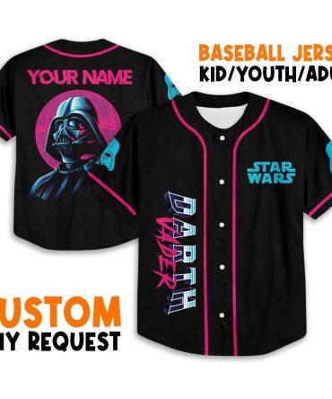 Custom Star Wars Darth Vader Baseball Jersey - Kids/Youth/Adult Sizes