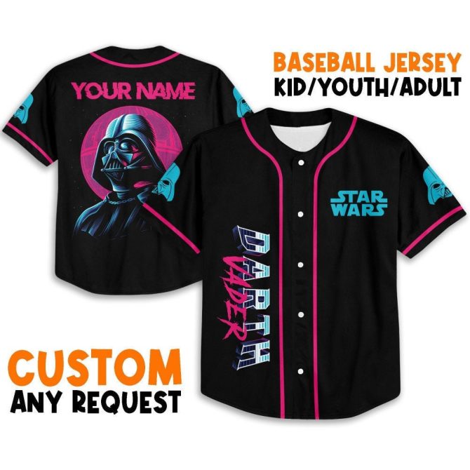 Custom Star Wars Darth Vader Baseball Jersey - Kids/Youth/Adult Sizes