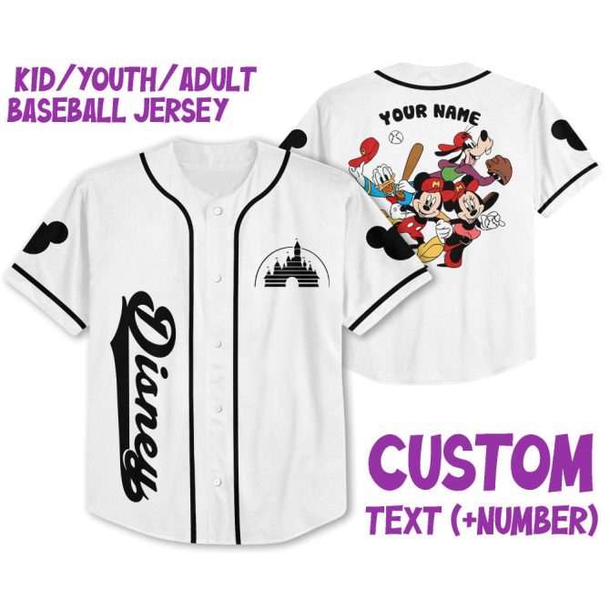 Custom Disney Baseball Jersey For Kids/Adults - Add Your Name & Number!