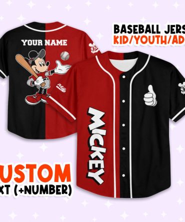 Customizable Mickey Baseball Jersey For Kids/Youth/Adults - Add Your Name & Number!