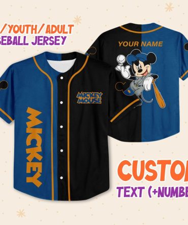 Custom Mickey Mouse Baseball Jersey - Personalized Kids/Youth/Adult Sizes
