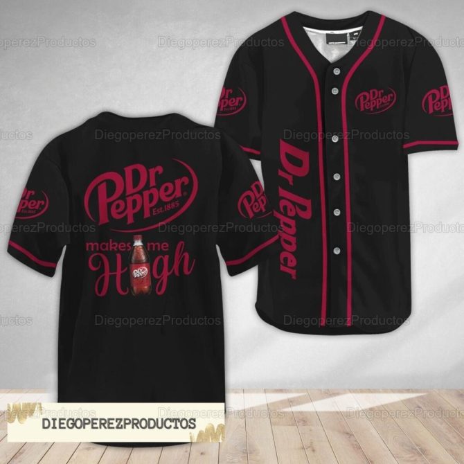 Dr Pepper Baseball Jersey - Premium Black & Red Fan Apparel For Ultimate Style