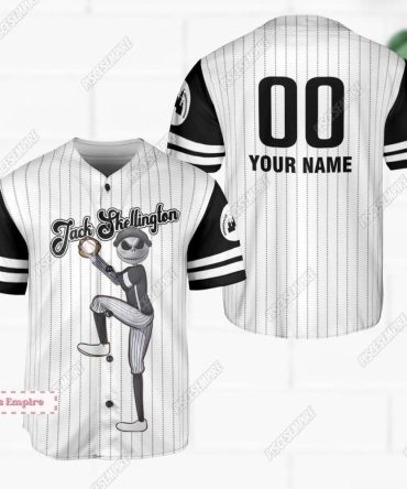 Customizable Jack Skellington Baseball Jersey - Personalized Halloween Sports Apparel