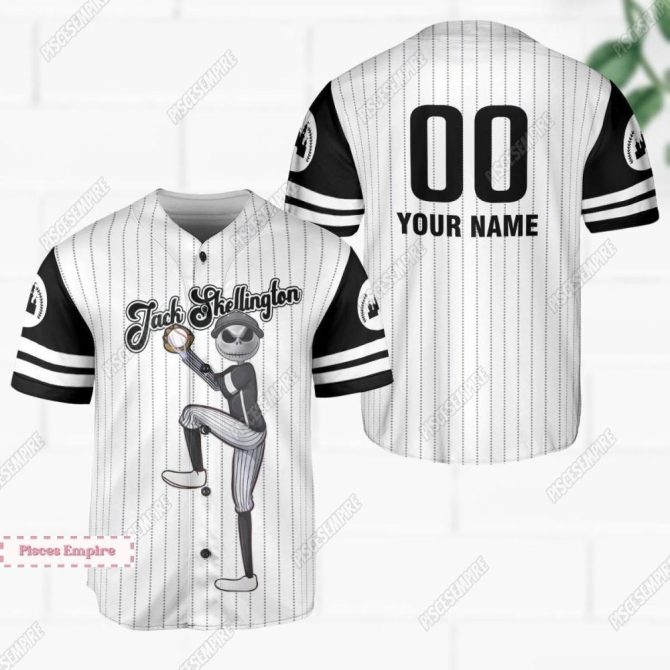 Customizable Jack Skellington Baseball Jersey - Personalized Halloween Sports Apparel