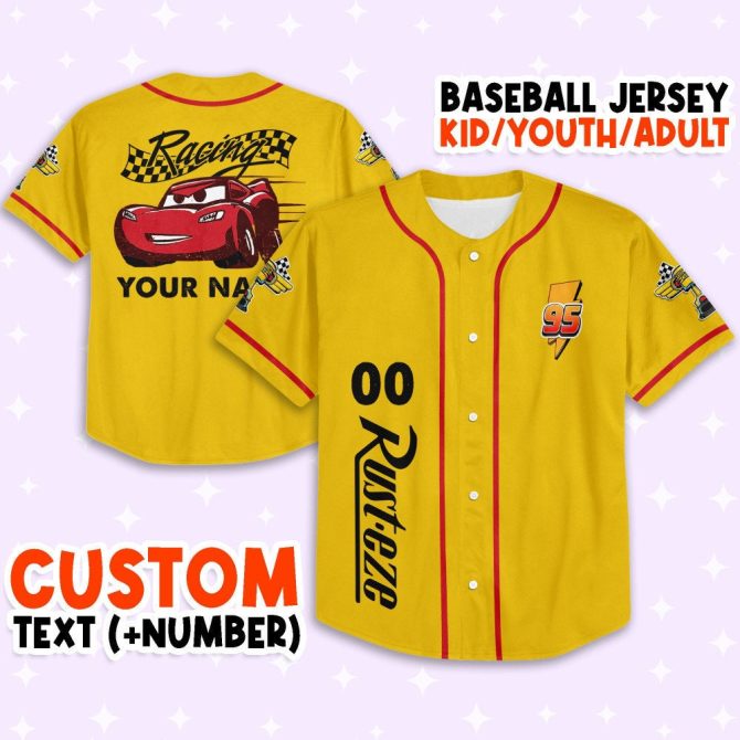 Customizable Racing Baseball Jersey - Kids/Youth/Adult - Add Name & Number - Perfect Gift!