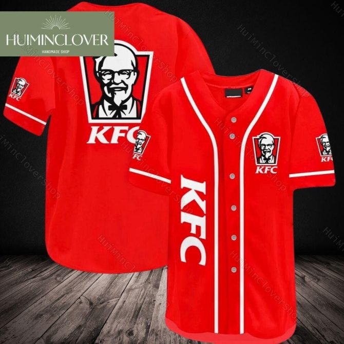 Kfc Logo Red Baseball Jersey - Bold Style For Fast Food Fans