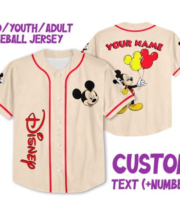 Custom Mickey Baseball Jersey For Kids, Youth & Adults – Personalized Name & Number