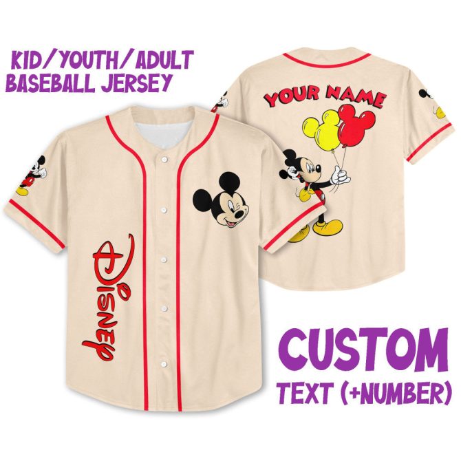 Custom Mickey Baseball Jersey For Kids, Youth & Adults – Personalized Name & Number
